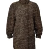 Women Persian Lamb Swakara Broadtail Brown Fur Long Coat Front