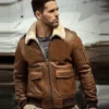 13th Squadron Brown Leather G-1 Bomber Jacket Front Image