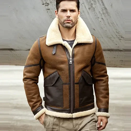 Adam-B3 Brown Shearling Fur Leather Jacket - William Jacket