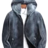 Black and Grey Shaded Mink Fur Hooded Jacket