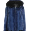 Blue Hooded Mink Fur Jacket