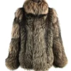 Brown Unisex Fox Fur Bomber Beige Brown Jacket