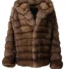 Fluffy Sable Fur Hooded Coat