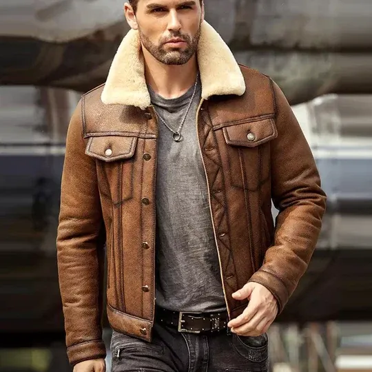 Daniel Air Force Shearling Brown Leather Jacket - William Jacket