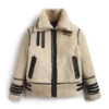 Mens All Fur Off White Double Collar Jacket