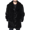 Mens Black Sheared Beaver Fur Warm Winter Coat
