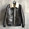 Mens Brown Shearling Fur G-1 Bomber Leather Jacket