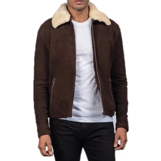 Zachary Shearling Fur Suede Leather Brown Jacket