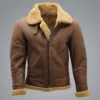 Mens Brown WW2 B3 Bomber Flying Leather Jacket