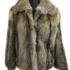 Mens Lynx Fur Fin Raccoon Collar Halfskins Coat