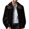 Mens Spread Mahogany Collar Mink Fur Coat