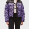 Sara Yang Love Life Purple Black Leopard Puffer Jacket