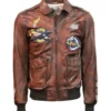 Top Gun Brown Genuine Leather Flying Tigers Jacket