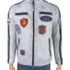 Top Gun Sea Bees Aircraft Dept Distressed White Leather Jacket