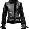 Top Gun Womens Black Fur Leather Jacket