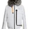White Fur Lined Hooded Reversible Parka Jacket