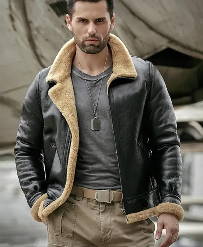 Genuine Leather B3 Hooded Long Men's Fur Coat