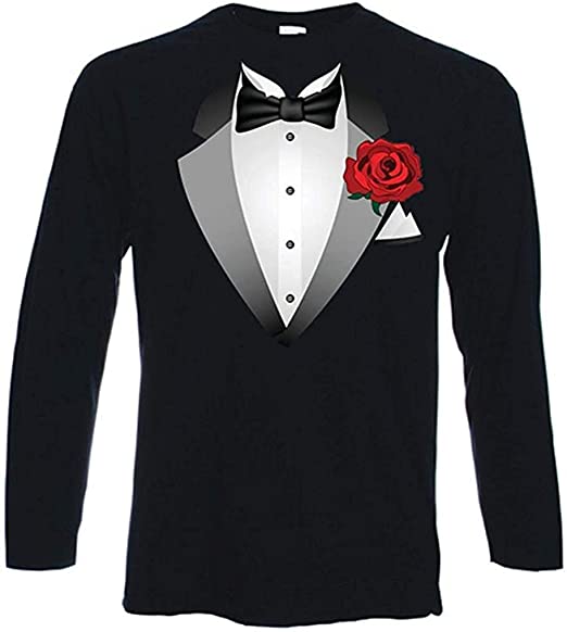 Black with Red Flower Tux T-shirt