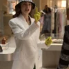Emily In Paris S02 Lily Collins White Fringe Coat