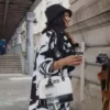 Real Girlfriends in Paris 2022 Kacey Margo Black & White Print Coat