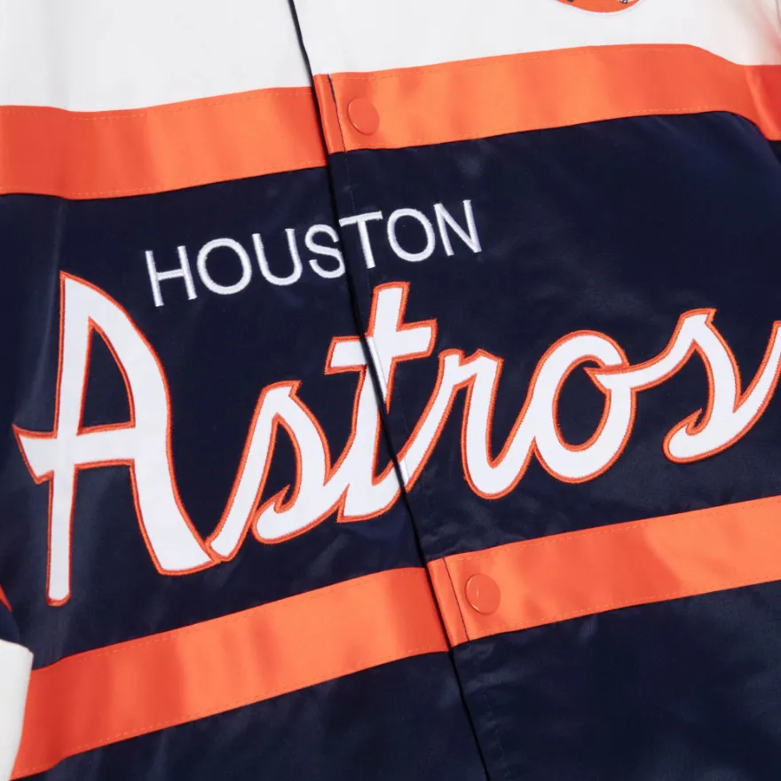 White and Orange Houston Astros Satin Jacket