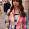 Emily In Paris Lily Collins Season 3 Multicolor Coat