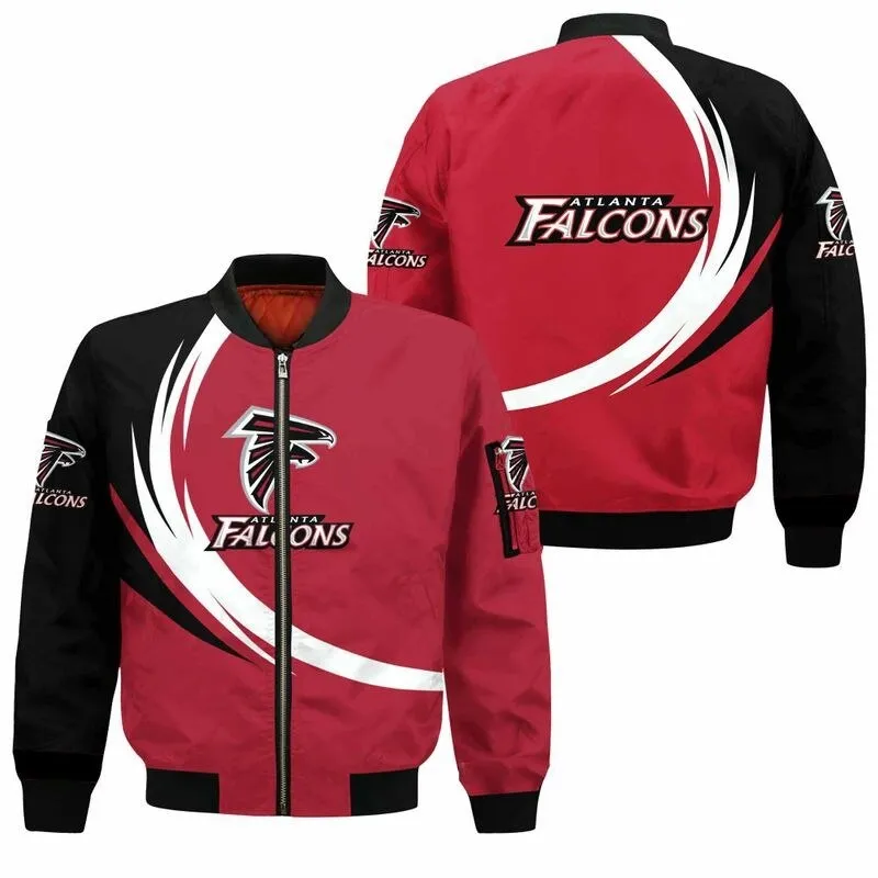 NFL Atlanta Falcons Graphic Curve Design Bomber Jacket
