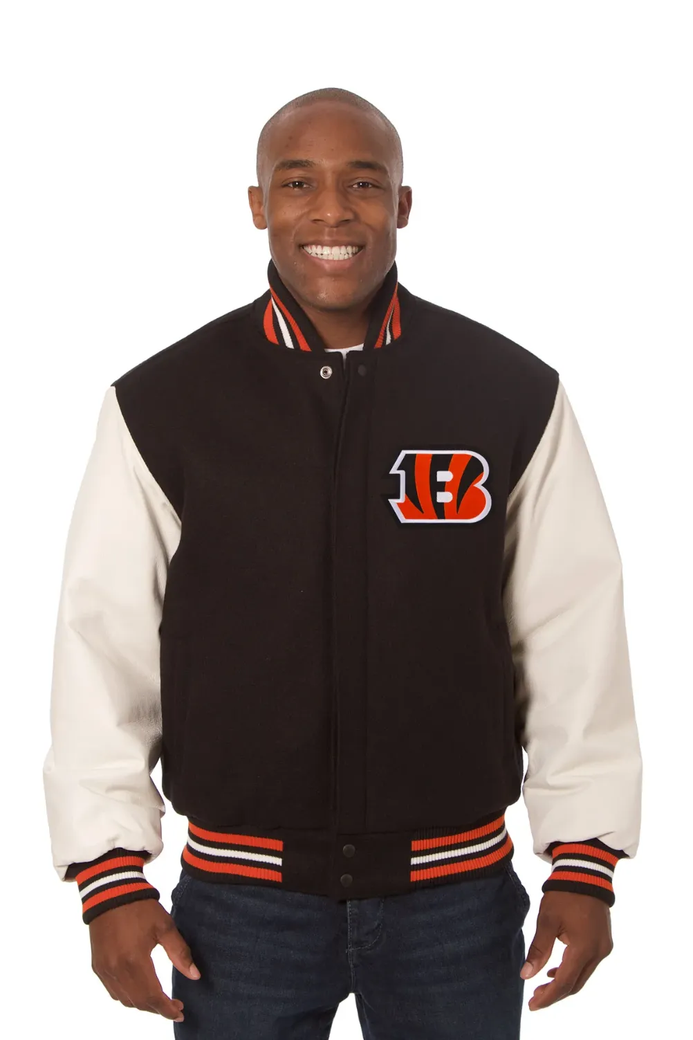 Barnie Cincinnati Bengals Black/White Varsity Jacket