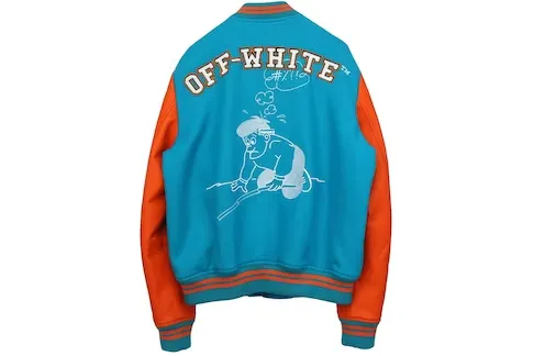 Off White Blue Varsity Jacket - William Jacket