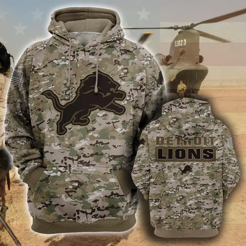 NFL Detroit Lions Army Military Hoodie - William Jacket