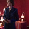 Emily In Paris S03 Lily Collins Blue Velvet Coat