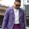 Jalen Hurts Philadelphia Eagles Purple Leather Jacket