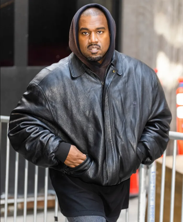 Asymmetrical Zipper Kanye West Biker Black Leather Jacket