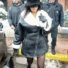 Kylie Jenner Aspen Shearling Black Leather Coat