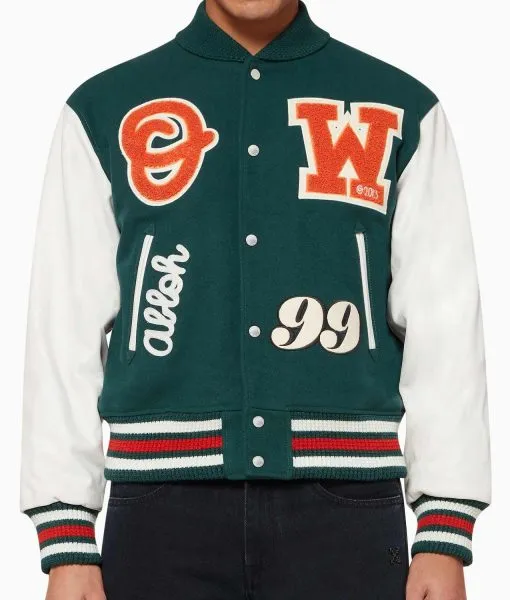 Women's Wool And Leather Varsity Jacket by Off-white