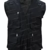 Mens Outdoors Multi-Pockets Black Cotton Vest Front