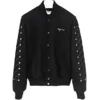 Off White Embroidered Skinny Black Varsity Jacket