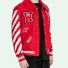 Red Off White Varsity Jacket
