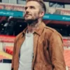 Save Our Squad David Beckham Brown Suede Leather Jacket