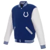 Wyatt Indianapolis Colts Blue and White Bomber Jacket