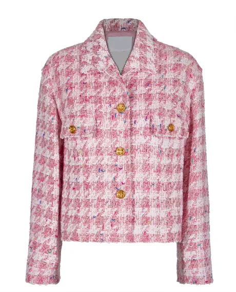 Chanel Pink Gingham Plaid Jacket - William Jacket