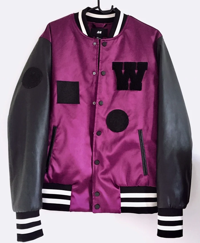 The Weeknd Purple Letterman Jacket With Leather Sleeves