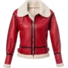 Christmas Womens Red Real Leather Jacket