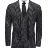 Damian 3 Piece Black White 1920s Fashion Pin Stripe Two Button Suit