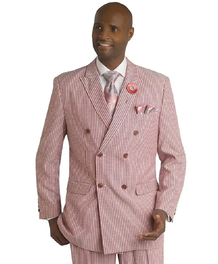 1920s Fashion 2 Piece Pink and White Pinstripe Suit