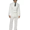 Gangster 1920s White Pinstripe Double Breasted Four Button Suit