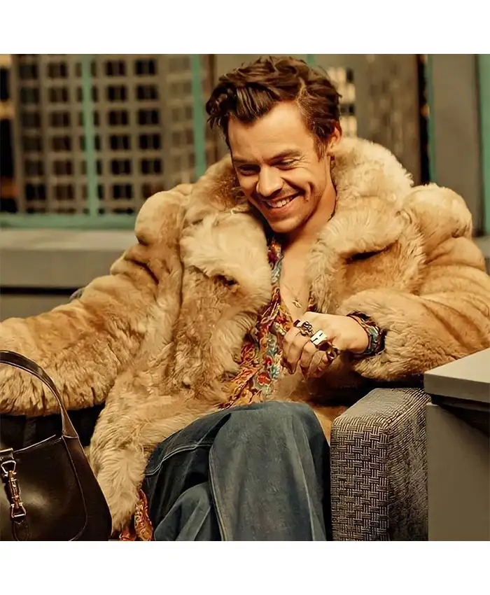 Harry Styles Brown Shearling Collar Leather Jacket