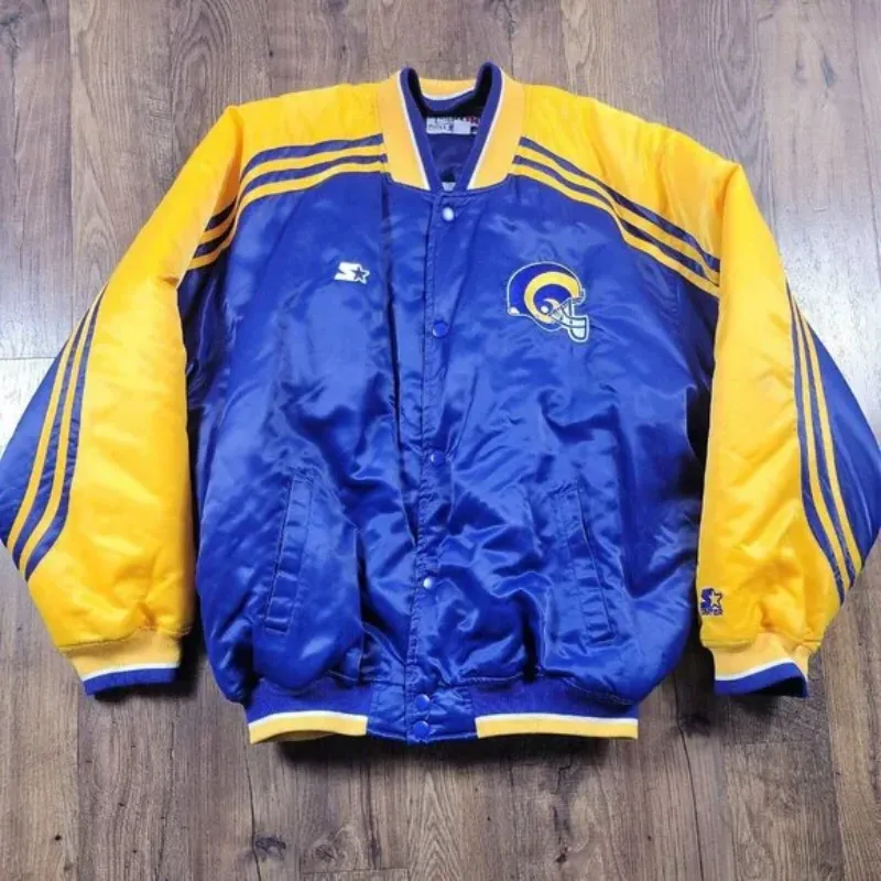 NFL St Louis Rams Black/Blue/Yellow Leather Jacket Large