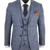 Men 1920s Fashion Blue Check Tweed Vintage Suit