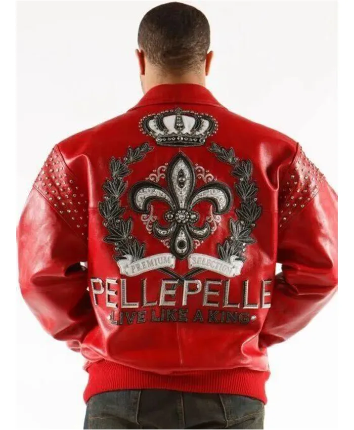 Pelle Pelle Live Like A King Red Leather Jacket For Sale